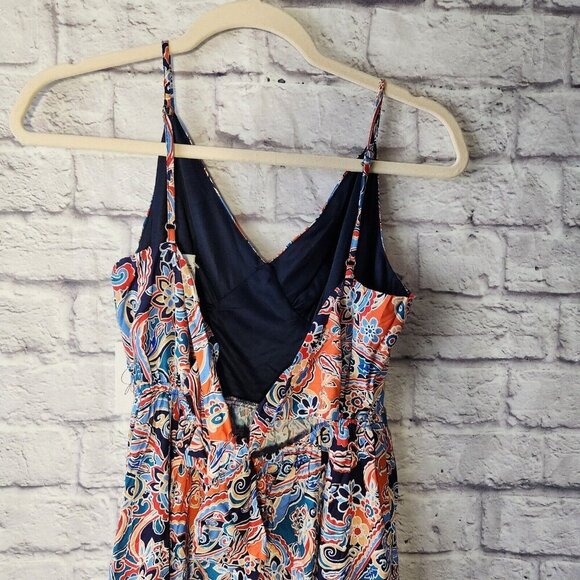 JAPNA Womens Size Small Blue Orange Multicolor Floral Paisley Maxi Dress - Picture 4 of 6